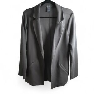 Matty M Taupe Knit Open Front‎ Blazer Jacket Duster Womens Large Stretch